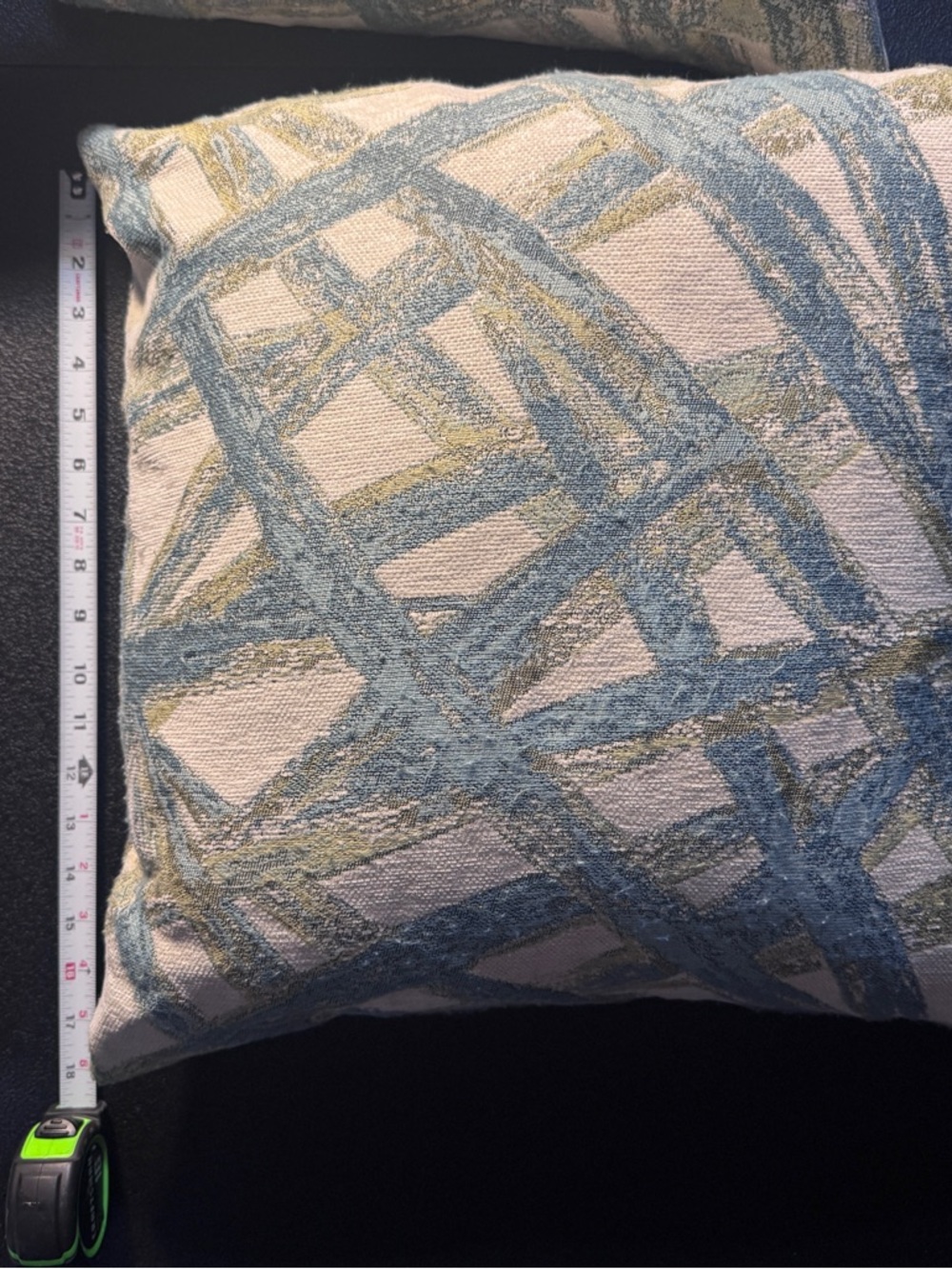 Set of 2 Decorative Throw Pillows Blue Green Abstract Pattern 18”